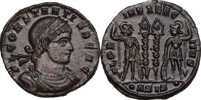 Constans as Caesar (333-337). AE Follis, Siscia mint. Obv. FL CONSTANTIS BEA C. ...