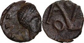 Ostrogothic Italy, Odovacar (476-493). AE Nummus in the name of Zeno, Rome mint (?). Obv. [ ]N ZE[ ] Pearl-diademed and draped bust right. Rev. Monogr...