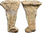 Leads from Ancient World. Greek Italy. Lead votive leg, 6th-4th centuries BC. Large X on one side. PB. RRR. mm. 57 g. 67.29. Of crude style, very fasc...