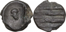 Leads from Ancient World. Roman lead Seal, 3rd-4th centuries AD. Obv. Head of Sokrates right. PB. 0.83 g. 9.50 mm. EF.