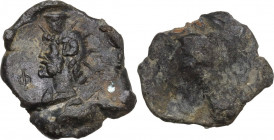 Leads from Ancient World. Roman lead Seal, 3rd-4th centuries AD. Obv. Bearded and radiate head of Helios-Serapis left, wearing modius; before, Φ. PB. ...