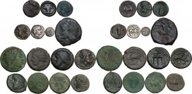 Greek Italy and Sicily. Multiple lot of fifteen (15) unclassified coins. AR/AE.