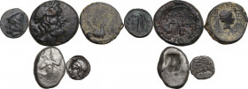 Greek Asia. Multiple lot of five (5) unclassified AR/AE coins. AR/AE.