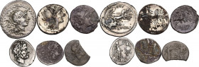 The Roman Republic. Multiple lot of six (6) AR and fourrée coins. AR/AE.