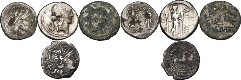 The Roman Republic. Multiple lot of four (4) unclassified coins , mostly fourrèe...