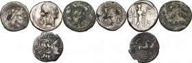 The Roman Republic. Multiple lot of four (4) unclassified coins , mostly fourrèe, including the very rare Cr. 494/30,. AR and AR/AE. Livineius Regulus...