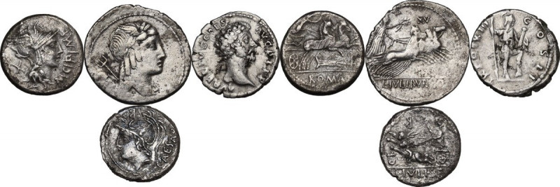 The Roman Republic to the Empire. Multiple lot of four (4) unclassified AR Denar...