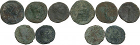 The Roman Empire. Multiple lot of five (5) unclassified AE coins, mostly Asses, including a choice Sestertius of Lucilla, with a superb delicate portr...