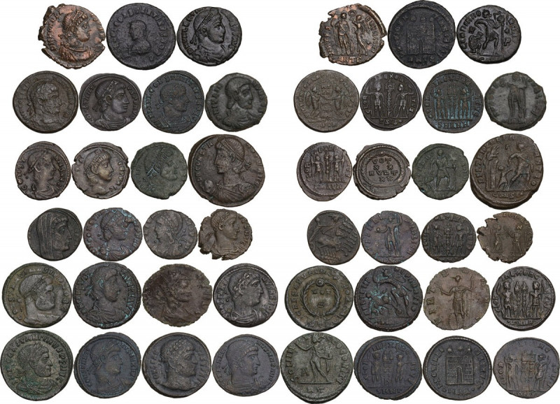 The Roman Empire. Multiple lot of twenty-three (23) unclassified AE, late Empire...