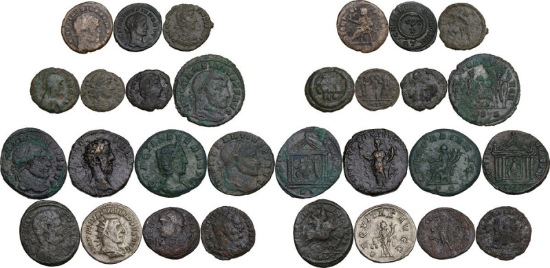 The Roman Empire. Multiple lot of fifteen (15) unclassified coins, all AE but fo...