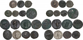 The Roman Empire. Multiple lot of fifteen (15) unclassified coins, all AE but for AR Antoninianus of Philip I. Noted Athalaric Decanummium. AR/AE.