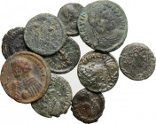 The Roman Empire. Multiple lot of ten (10) unclassified AE Denominations, mostly of 4th century. AE. F:VF.