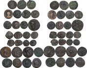 Roman Empire to Byzantine Empire. Multiple lot of twentyseven (27) unclassified coins. AE.
