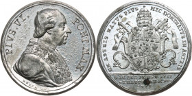 Pio VI (1775-1799), Giovanni Angelo Braschi. Medaglia 1775 per l'elezione a Pontefice. D/ PIVS VI PONT MAX. Busto a destra con berrettino, mozzetta e ...