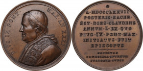 Pio IX (1846-1878), Giovanni Mastai Ferretti. Medaglia A: XXXI. D/ PIVS IX PONT MAX AN XXXI. Busto a sinistra con berrettino, mozzetta e stola. R/ Isc...