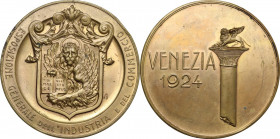M.V.S.N. Medaglia 1924 per l'Esposizione Generale dell'Industria e del Commercio di Venezia. AE dorato. 55.00 mm. SPL.