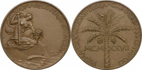 Medaglia 1927 per la Prima Esposizione della Fiera Campionaria di Tripoli. Casolari V-87. AE. 45.50 mm. Opus: A. Mistruzzi. R. SPL+.