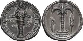 Medaglia A. VII, 1929 per la Terza Fiera Campionaria di Tripoli. Casolari VII-96. AG. 35.00 mm. Opus: P. Morbiducci. RR. SPL.