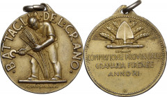 Medaglia A. XI, Commissione Provinciale Granaria per la Battaglia del Grano. AG dorato. 30.00 mm. Opus: G. Verginelli. Appicagnolo. SPL.