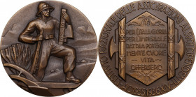 Medaglia A. XIV 1935-1936, Istituto Nazionale delle Assicurazioni. AE. 50.00 mm. Opus: S. Locatelli. R. FDC.