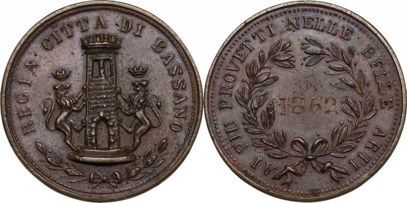 Medaglia premio, Regia Città di Bassano. 1862. AE. 40.00 mm. qSPL.