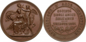 Società degli amici dell'arte di Trieste. Medaglia 1891 per l'Esposizione d'Arte Industriale. Wurzbach 8841. AE. 45.00 mm. Opus: Leisek. SPL+.