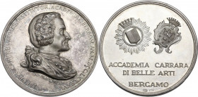 Giacomo Carrara (1714-1796), Conte fondatore dell'Accademia di Bergamo. Medaglia premio, fine XX sec. AG. 44.00 mm. FDC. Medaglia premio coniata dell'...