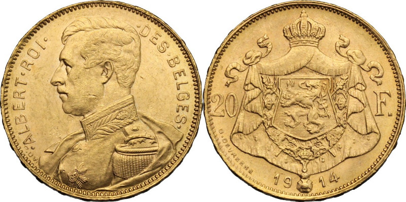 Belgium. Albert I (1889-1922). 20 francs 1914. Fr. 421. AV. 6.44 g. 21.20 mm. Go...