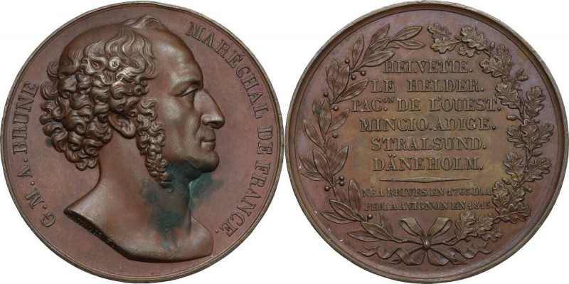 France. Marshall Brune (1763-1815). AE Medal 1815, struck upon his death. Caunoi...