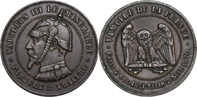 France. Napoleon III (1852-1870). Satirical AE Medailette for Napoléon's Humilia...