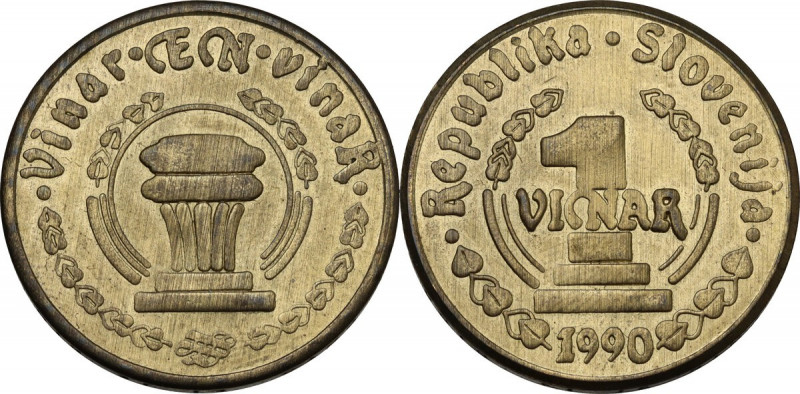 Slovenia. Republic. 1 Dinar 1990, Pattern Token. KM X-Tn1. Brass. 11.04 g. 29.00...