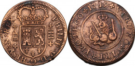 Spain. Philip V (1700-1746). 4 maravedis 1719, Segovia mint. (. Cal. 92. AE. 8.74 g. 28.00 mm. About EF.