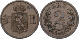 Sweden. Oscar II (1872-1905). 2 Ore 1889. KM 353. Cu. 3.96 g. 21.00 mm. EF.
