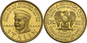 Venezuela. Republic. AV 80 Bolivares Medal 1957 Banco Italo-Venezolano – Chiefs in the Second War series USSR STALIN. Struck by the Karlsruhe mint (Ba...