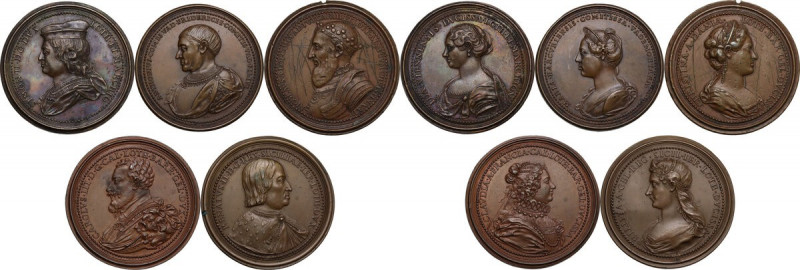 Lotto di cinque (5) medaglie della Serie Duchi e Duchesse di Lorena (1727- 1731)...