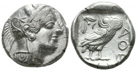 Athens Tetradrachm, head of Athena / owl
Athens, Attica. AR Tetradrachm, c. 440-420 BC.
Obv. Helmeted head of Athena right.
Rev. Owl standing right, h...