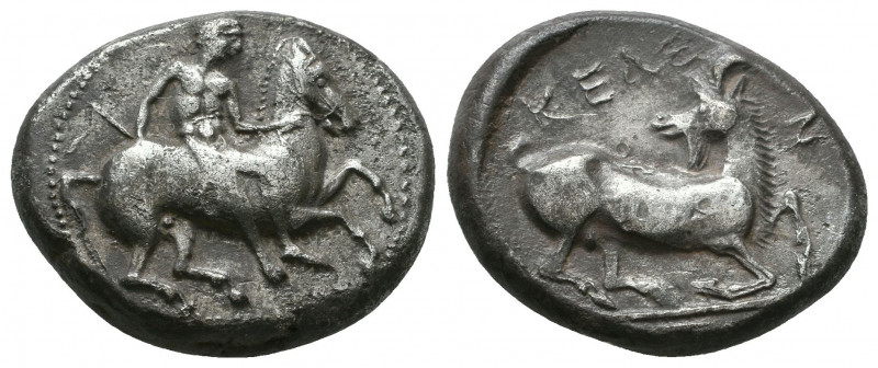CILICIA. CELENDERIS. Stater, about 425-400 BC. AR 10.77 g. Nude youth dismountin...