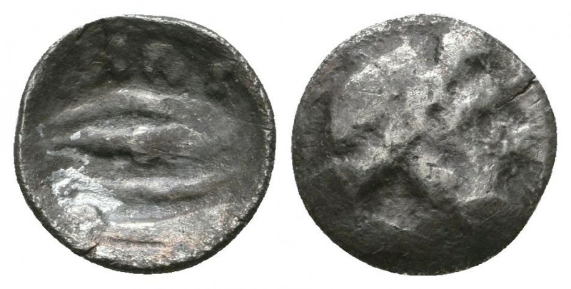 Kingdom of Bosporos, Leukon II AR Obol.
Pantikapaion, circa 250-220 BC. Magistra...
