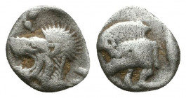 Kyzikos AR Obol, c. 450-400 BC.

Condition: Very Fine

Weight: 0.3 gr
Diameter: 8 mm