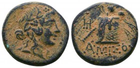 Pontos, Amisos Æ20. c. 85-65. Wreathed head of Mithradates VI as Dionysos r. / Cista mystica with panther skin and thyrsos.

Condition: Very Fine
...