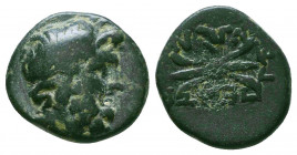 Ancient Greek Coin, Ae.250-100 B.C. Ae

Condition: Very Fine

Weight: 2.7 gr
Diameter: 13 mm