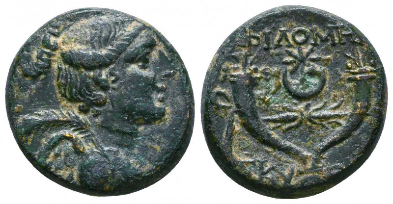 PHRYGIA, Philomelion. Late 2nd-1st centuries BC. Æ 22mm (8.31 g, 1h). Draped bus...