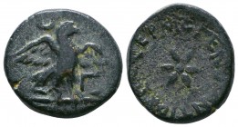 Pisidia, Antioch, c. 36-25 BC. Æ. Nikoboulos, magistrate. Eagle standing r. on thunderbolt, wings open; Γ to r. R/ Eight-pointed star. SNG BnF -; SNG ...