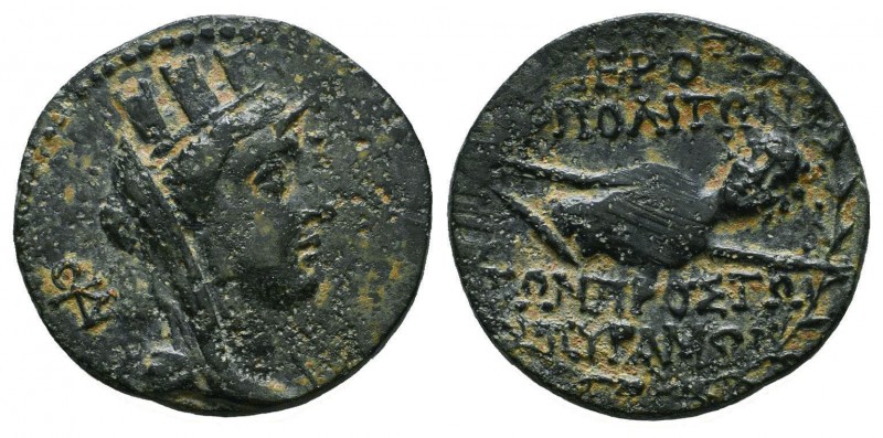 CILICIA. Hierapolis-Kastabala. Ae (2nd-1st centuries BC). Obv: Turreted and veil...
