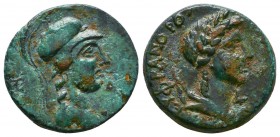 CILICIA, Seleukeia. 2nd-1st centuries BC. Æ . Head of Athena right, wearing crested Corinthian helmet / Laureate and draped bust of Apollo right.

C...