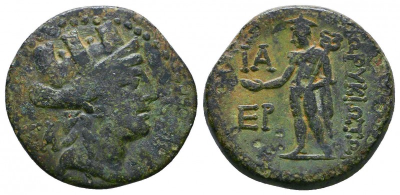CILICIA, Korykos. Circa 1st century BC. Æ 22mm (6.30 gm). Turreted head of Tyche...