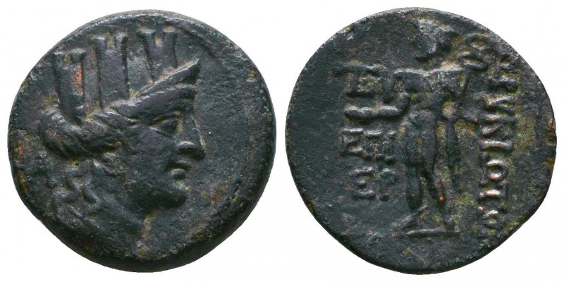 CILICIA, Korykos. Circa 1st century BC. Æ. Turreted head of Tyche right; DI behi...
