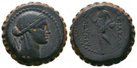 Seleukid Kingdom. Magnesia. Seleukos II Kallinikos 246-226 BC. Bronze Æ . Head of Artemis right, bow and quiver behind / BAΣIΛEΩΣ ΣEΛEYKOY, Apollo sta...