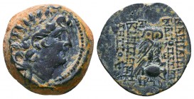 Seleukid Kingdom. Kleopatra Thea and Antiochos VIII. AE 20. SE 190 = 123/2 BC. Antioch on the Orontes. (SC-2263.2). Anv.: Radiate and diademed head ri...