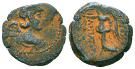 SELEUKID KINGS of SYRIA. Antiochos IX Eusebes Philopator (Kyzikenos). 114/3-95 BC. Æ . Uncertain mint, probably in Phoenicia. Dated SE 202 (111/0 BC)....